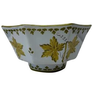 Italian Octagon Shaped Compote Bowl, Hand Painted, French Country Vintage